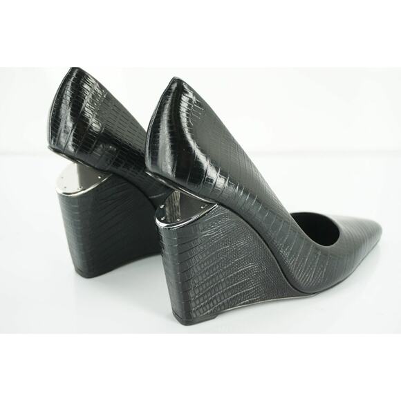 Alexander Wang black Lizzard Ine Wedge Heel Pointy Toe Pumps Size 36 New $595 - Picture 7 of 10